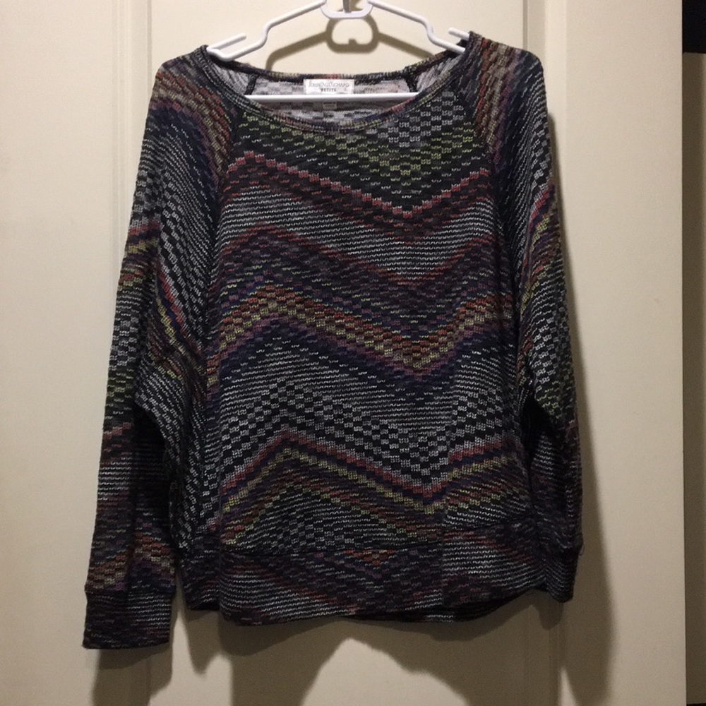 John Paul Richard womens Petites pullover knit sweater top long sleeves size PL